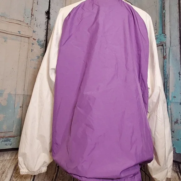 JIT Sport Medium Windbreaker Jacket Purple White Colorblock Mesh Lined Zip - Picture 5 of 5